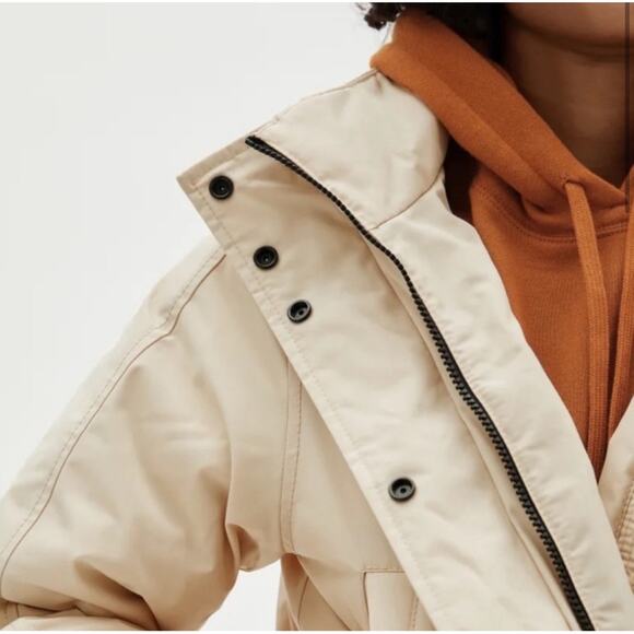 Everlane The ReDown Military Parka Coat Cashew Tan Hooded Women's XL NWT - Picture 2 of 15
